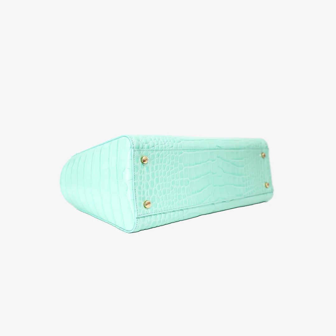 Chanel 26S Shopping Bag in Green Crocodile Embossed Calfskin Leather with Gold Hardware