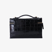 Chanel Trendy Handle Slim Vanity Pouch in Black Crocodile-Embossed Calfskin Leather with Gold Hardware