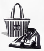 Load image into Gallery viewer, Chanel Coco Beach 2026 Beachwear Set Navy BLue/White