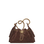 Load image into Gallery viewer, Chanel 25 Mini Handbag Suede Calfskin &amp; Gold Metal Dark Brown