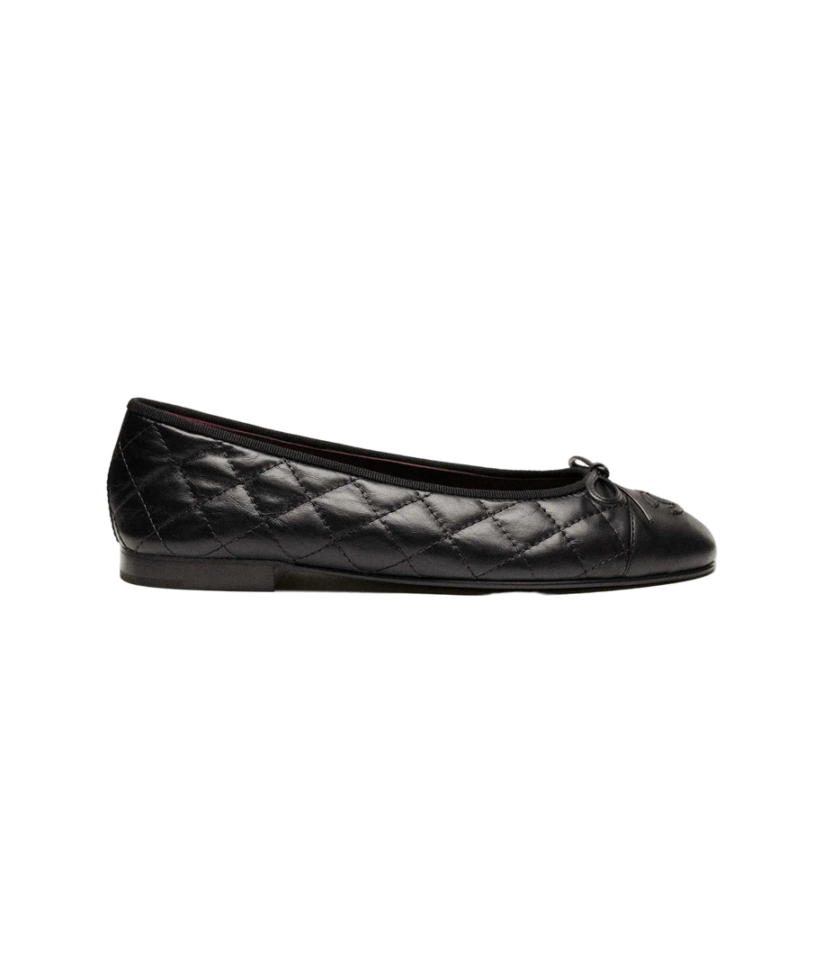 Chanel Black Quilted Leather Ballet flats