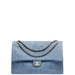 Load image into Gallery viewer, Chanel Maxi Flap Bag Washed Denim &amp; Gold-Tone Metal Blue