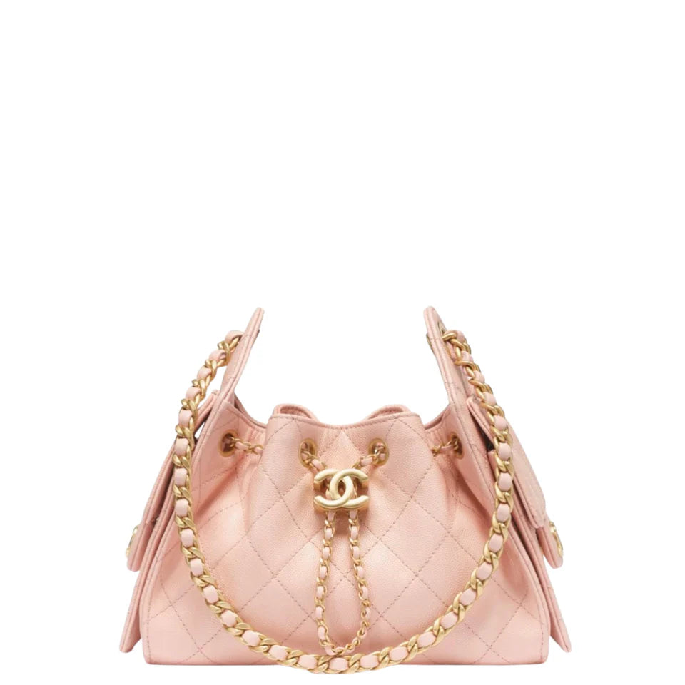 Chanel 25 Mini Handbag Grained Calfskin & Gold-Tone Metal Light Pink
