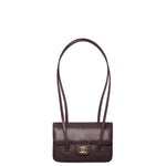 Load image into Gallery viewer, Chanel Clutch with Leather Strap, Small Preppy Flap Bag Grained Shiny Calfskin &amp; Gold-Tone Metal Dark Brown