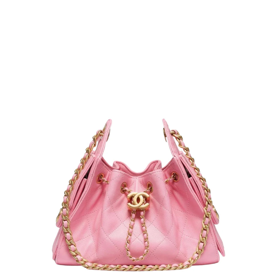 Chanel 25 Mini Handbag Grained Calfskin & Gold-Tone Metal Pink