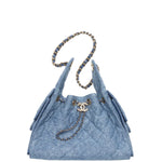 Load image into Gallery viewer, Chanel 25 Small Handbag Washed Denim &amp; Gold-Tone Metal Blue