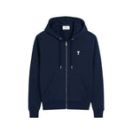 Load image into Gallery viewer, AMI Paris Cotton AMI De Coeur Zipped Hoodie Navy