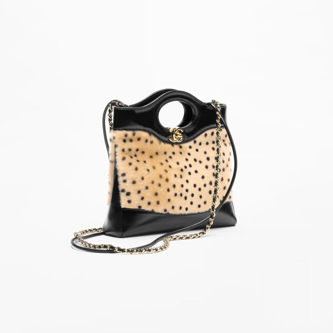 Chanel 31 Mini Tote in Light Beige & Black Lambskin