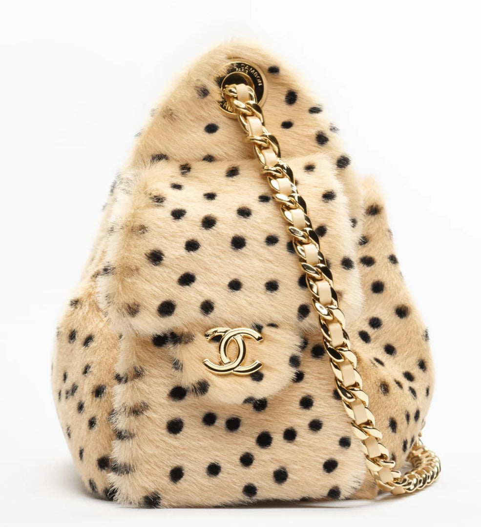 Chanel 25 Mini Handbag in Light Beige & Black Lambskin