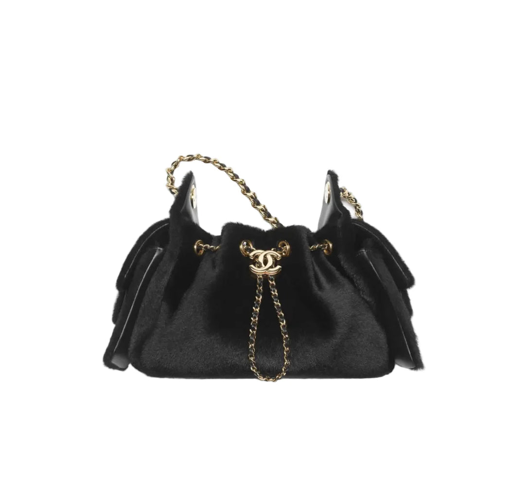 Chanel 25 Mini Handbag in Black Lambskin