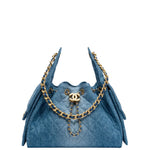 Load image into Gallery viewer, Chanel 25 Small Handbag Washed Denim &amp; Gold-Tone Metal Blue