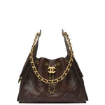 Load image into Gallery viewer, Chanel 25 Small Handbag Perforated Calfskin &amp; Gold-Tone Metal Dark Brown