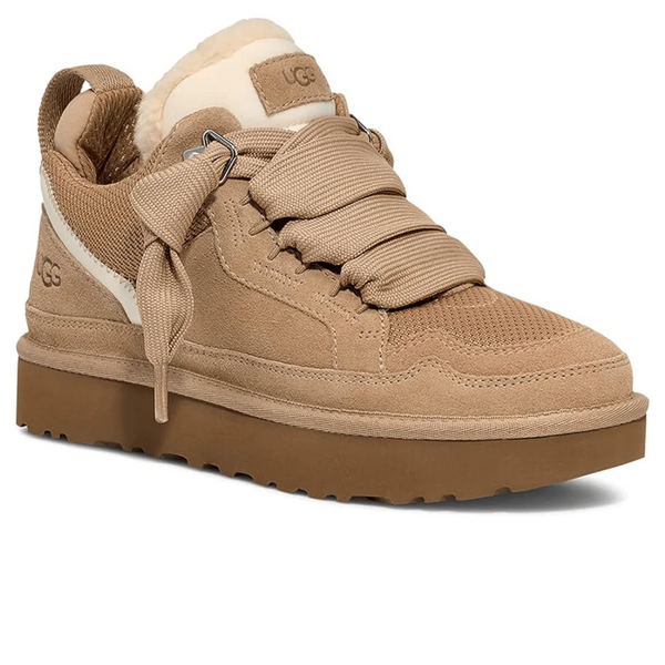 UGG Lowmel Trainer in Sand ballistic canvas mesh and suede with oversized padding