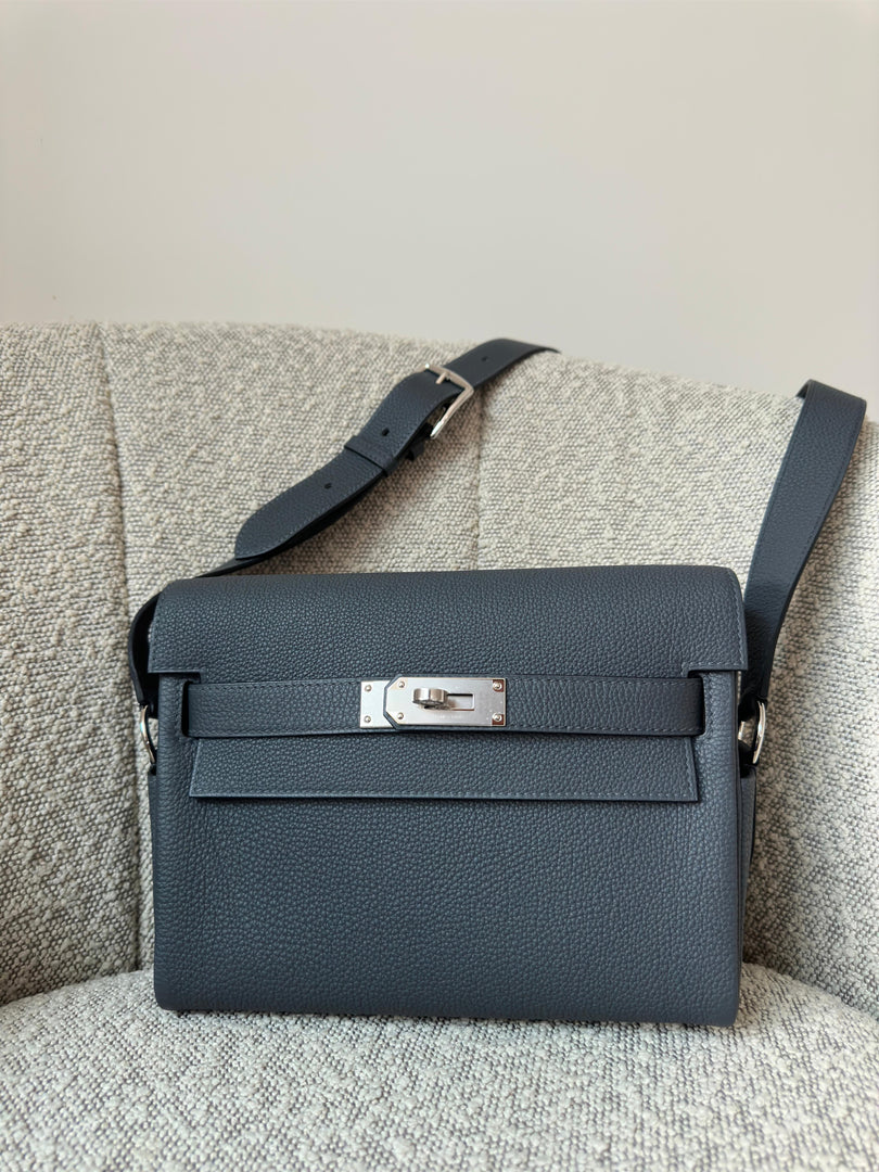 Hermès Gris Misty Togo Kelly Messenger PM Palladium Hardware