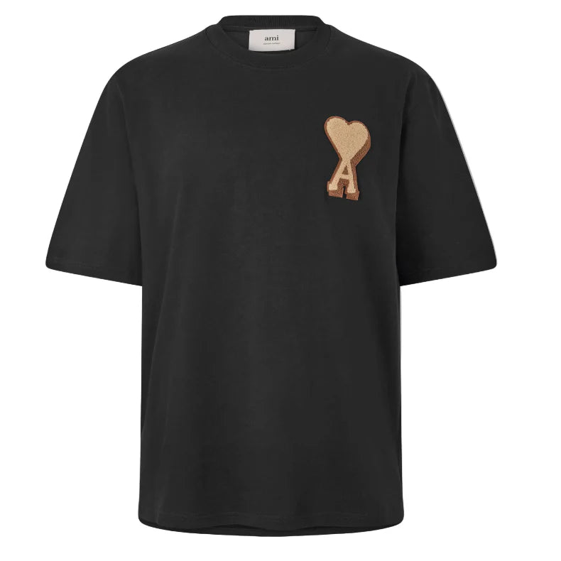 AMI Paris De Coeur Patch T-Shirt Black
