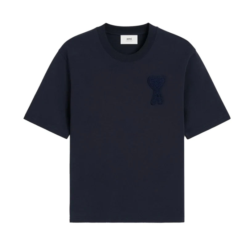 AMI Paris De Coeur Patch T-Shirt Navy