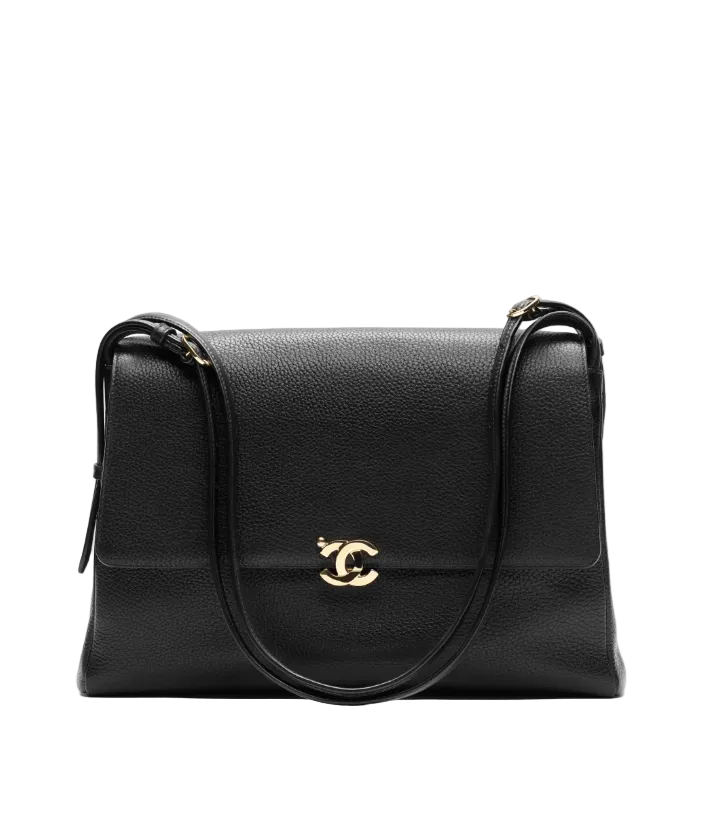 Chanel Maxi Flap Bag Grained Calfskin & Gold-Tone Metal Black