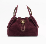 Load image into Gallery viewer, CHANEL 25 Suede Calfskin &amp; Gold Metal Burgundy Small Handbag