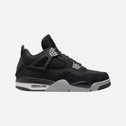 Air Jordan 4 Retro SE Black Canvas sneaker with black canvas upper, suede overlay and grey Jumpman heel