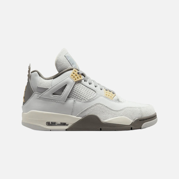 Air Jordan 4 Retro SE Craft sneaker in light grey leather and suede with Pale Vanilla accents