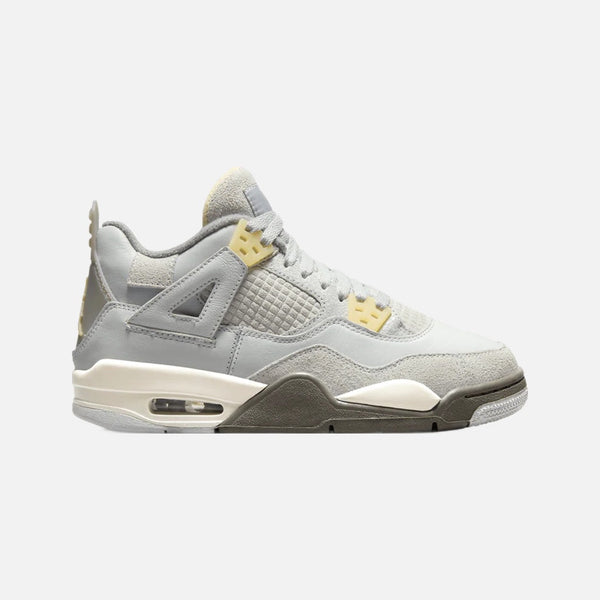 Air Jordan 4 Retro SE GS Craft sneaker in light grey leather and suede with Pale Vanilla accents