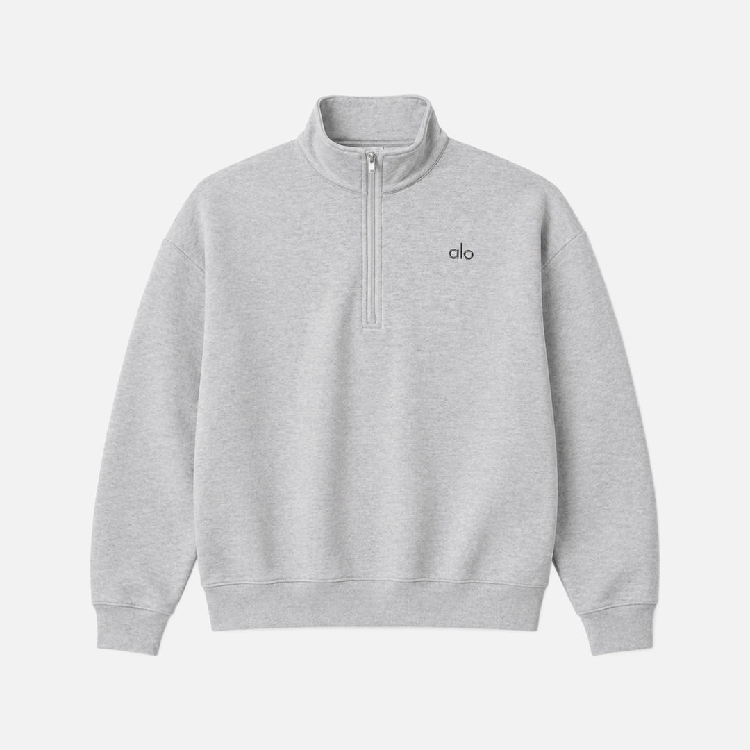 ALO Yoga Accolade 1/4 Zip Athletic Heather Grey Sweatshirt