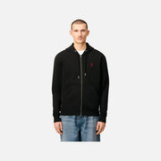 AMI Paris Cotton AMI De Coeur Zipped Hoodie Black