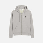Load image into Gallery viewer, AMI Paris Cotton AMI De Coeur Zipped Hoodie Grey