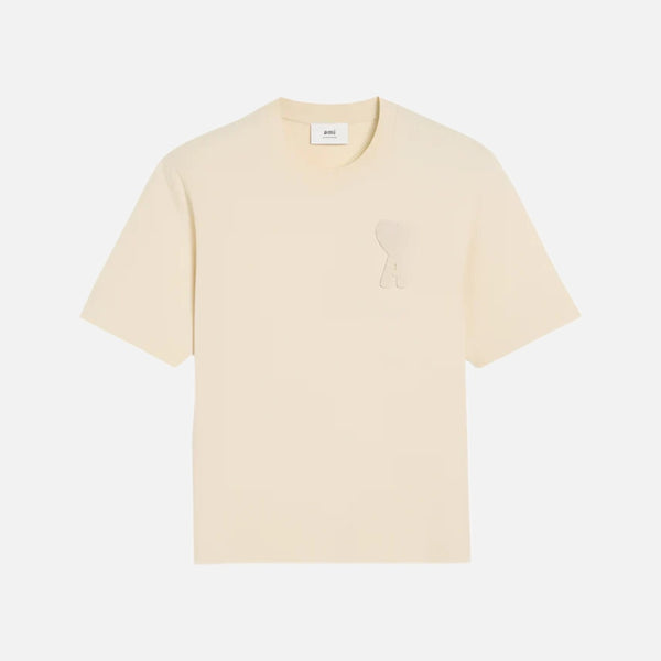 AMI Paris De Coeur Patch T-Shirt Cream