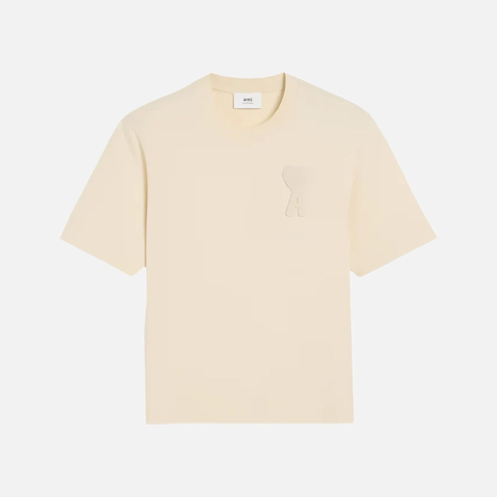 AMI Paris De Coeur Patch T-Shirt Cream