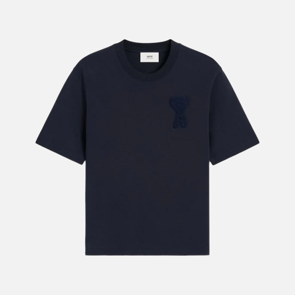 AMI Paris De Coeur Patch T-Shirt Navy
