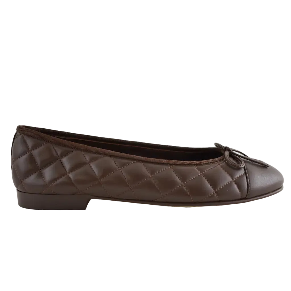 Chanel Dark Brown Quilted Leather Ballet flats