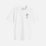 White Casablanca Nature teacher T-shirt with colorful logo design