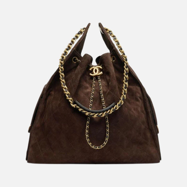 Chanel 25 Medium Handbag Hobo Grained Calfskin & Gold-Tone Metal Brown