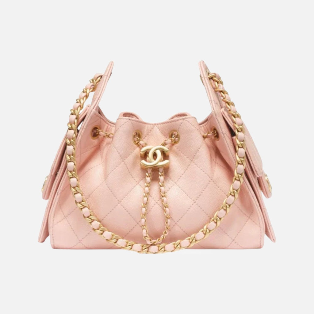 Chanel 25 Mini Handbag Grained Calfskin & Gold-Tone Metal Light Pink