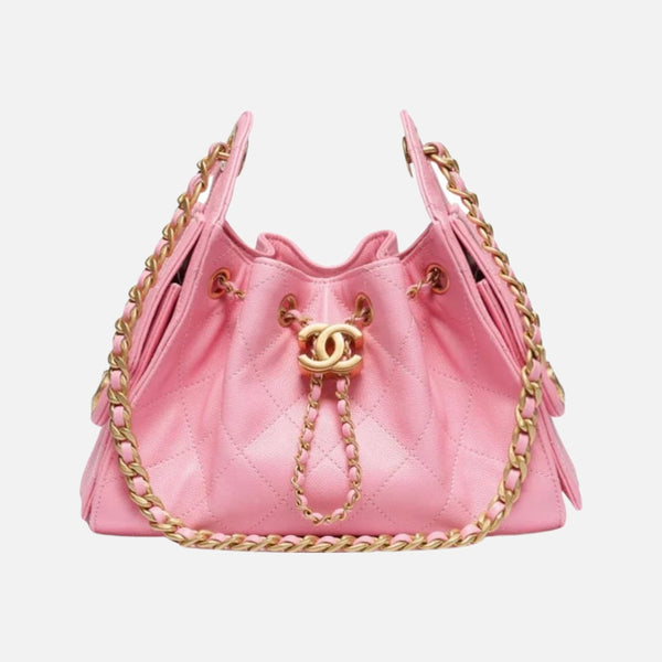 Chanel 25 Mini Handbag Grained Calfskin & Gold-Tone Metal Pink