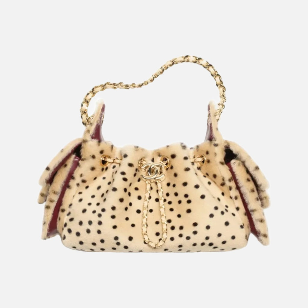 Chanel 25 Mini Handbag in Light Beige & Black Lambskin