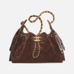 Load image into Gallery viewer, Chanel 25 Mini Handbag Suede Calfskin &amp; Gold Metal Dark Brown