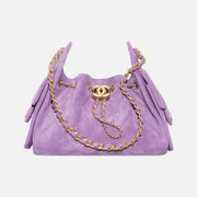 Chanel 25 Mini Handbag Suede Calfskin & Gold Metal Purple