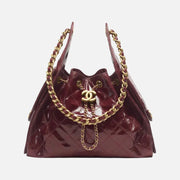 Chanel 25 Small Handbag Shiny Crumpled Calfskin & Gold-Tone Metal Burgundy