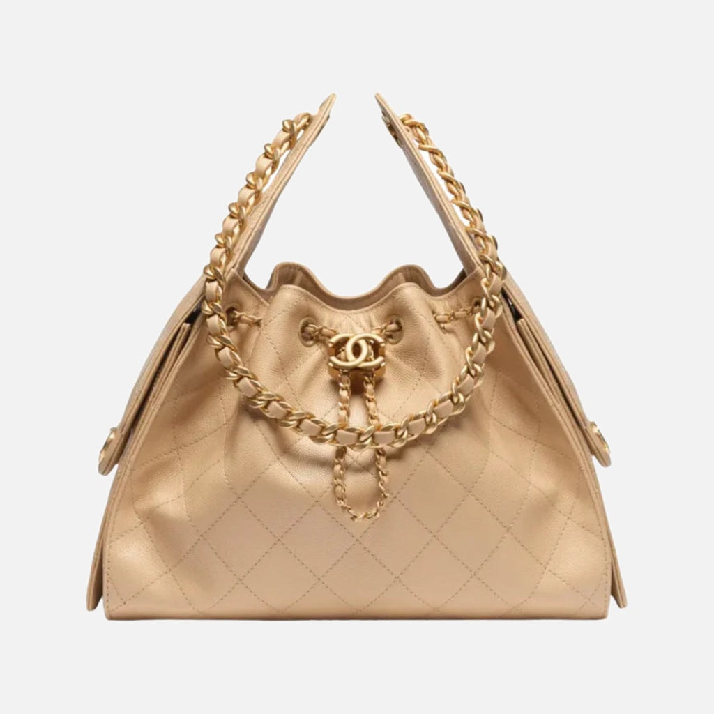 Chanel 25 Small Handbag Grained Calfskin & Gold-Tone Metal Beige
