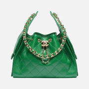 Chanel 25 Small Handbag Grained Calfskin & Gold-Tone Metal Green