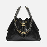 Load image into Gallery viewer, Chanel 25 Small Handbag Shiny Crumpled Calfskin, Gold-Tone &amp; Ruthenium-Finish Metal Black