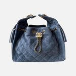 Load image into Gallery viewer, Chanel 25 Small Handbag Suede Calfskin &amp; Gold Metal Blue