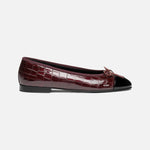 Load image into Gallery viewer, CHANEL 26A Metiers Dark Burgundy Croc Embossed Patent Leather Ballet Flats