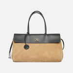 Load image into Gallery viewer, Chanel 26A Tote in Dark Beige &amp; Black Suede &amp; Grained Calfskin with Gold Hardware