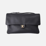 Load image into Gallery viewer, Chanel 26B Matthieu Blazy Maxi Oversized Flap Bag 38.5 (Airport Bag) in Black Grained Calfskin with Gold Hardware