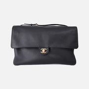 Chanel 26B Matthieu Blazy Maxi Oversized Flap Bag 38.5 (Airport Bag) in Black Grained Calfskin with Gold Hardware