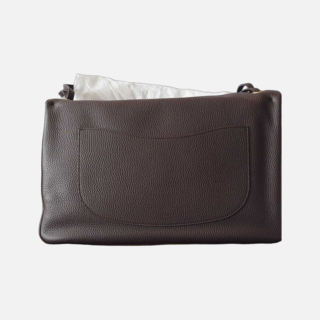 Chanel 26B Matthieu Blazy Maxi Oversized Flap Bag 38.5 (Airport Bag) in Brown Grained Calfskin with Gold Hardware, back