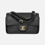 Chanel 26B Mini Flap Bag 20 in Black Grained Calfskin with Gold-Tone Metal